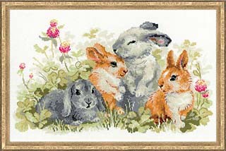 Набор для вышивания риолис 1416 забавные крольчата, 40*25 см