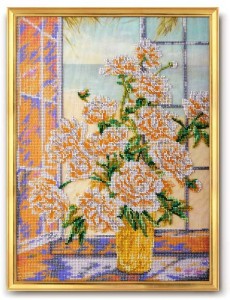 Набор для вышивания бисером Радуга Бисера В-249 Пионы белые подобны облакам, 27*38 см