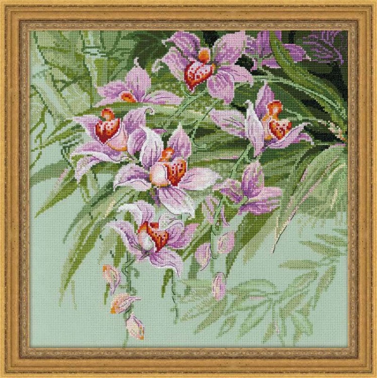 Набор для вышивания риолис 1401 тропические орхидеи, 34*34 см