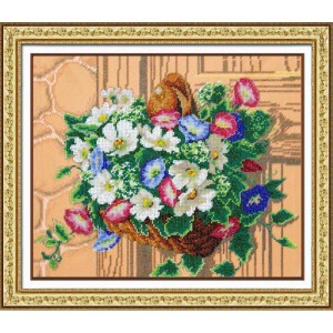 Набор для вышивания бисером Паутинка Б-1242 Корзинка вьюнков, 28*34 см