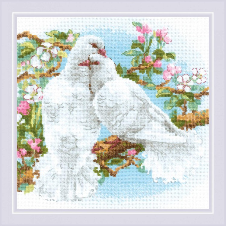 Набор для вышивания риолис 1856 белые голуби, 25*25 см