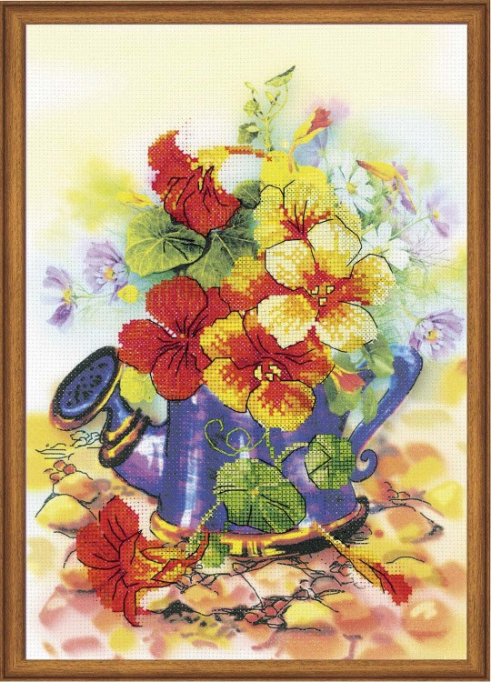 Набор для вышивания риолис рт-0068 садовая лейка, 21*30 см
