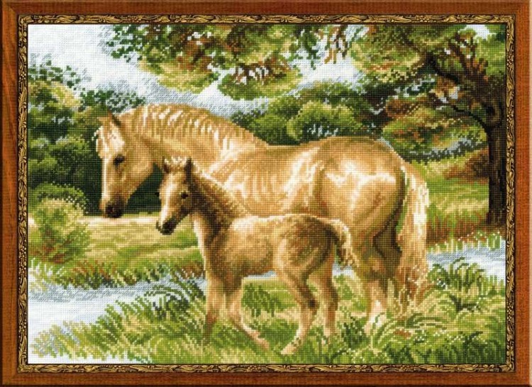 Набор для вышивания риолис 1258 лошадь с жеребёнком, 40*30 см