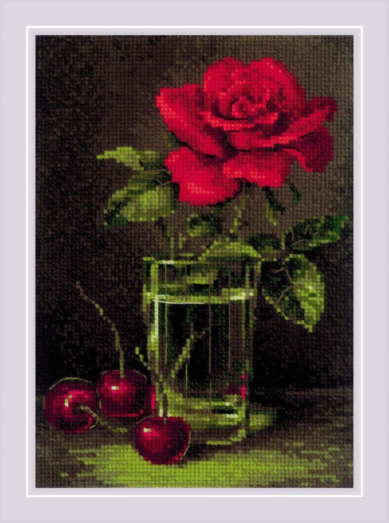 Набор для вышивания риолис 2123 роза и черешня, 15*21 см
