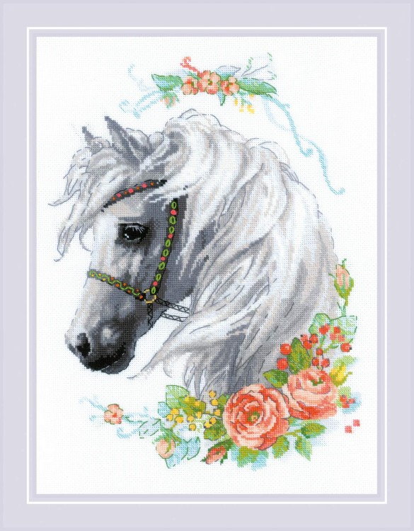 Набор для вышивания риолис 1804 белогривая лошадка, 30*45 см