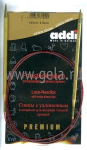 Спицы Addi позолоченные круговые с удлиненным кончиком для тонкой пряжи