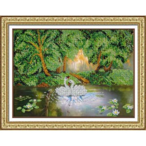 Набор для вышивания бисером Паутинка Б-1405 Лесное озеро, 27*38 см