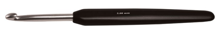 Крючок для вязания с эргономичной ручкой "basix aluminum" серебристый/черный