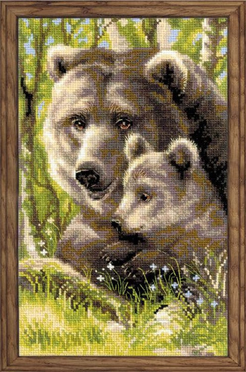 Набор для вышивания риолис 1438 медведица с медвежонком, 22*38 см
