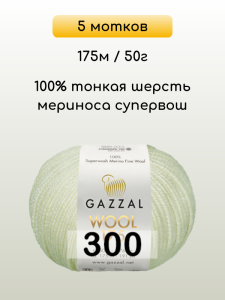 Пряжа Gazzal Wool 175, 5 мотков