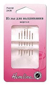 Иглы ручные N24-26 для вышивания шерстью Hemline