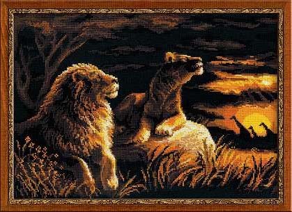 Набор для вышивания риолис 1142 львы в саванне, 40*30 см