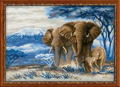 Набор для вышивания риолис 1144 слоны в саванне, 40*30 см