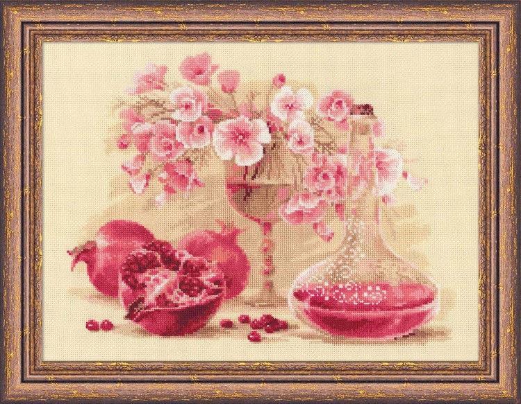 Набор для вышивания риолис 1618 розовый гранат, 40*30 см