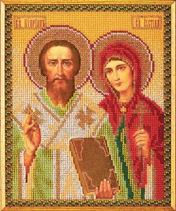 Набор для вышивания бисером Радуга Бисера В-186 Св. Киприан и Устинья, 19*23 см