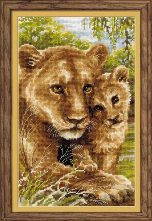 Набор для вышивания риолис 1262 львица с львенком, 22*38 см