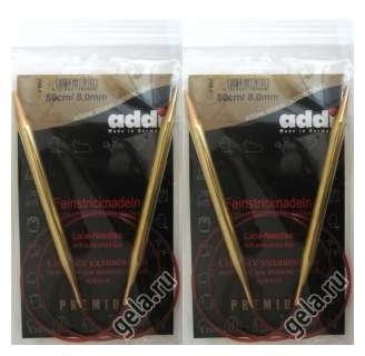Спицы addi позолоченные круговые с удлиненным кончиком для тонкой пряжи