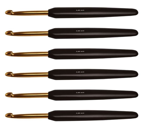 Крючок для вязания с эргономичной ручкой &quot;basix aluminum&quot; золотистый/черный