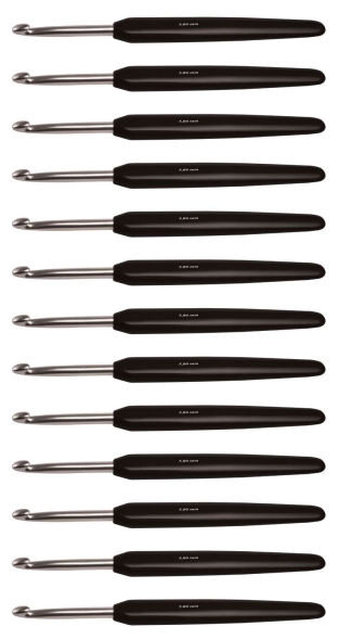 Крючок для вязания с эргономичной ручкой &quot;basix aluminum&quot; серебристый/черный